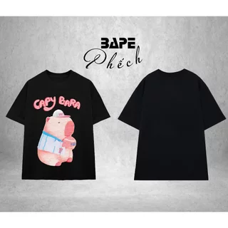 ÁO THUN CAPYBARA HỒNG ĐÁNG YÊU FORM RỘNG NAM NỮ UNISEX CỔ TRÒN - BAPE PHẾCH