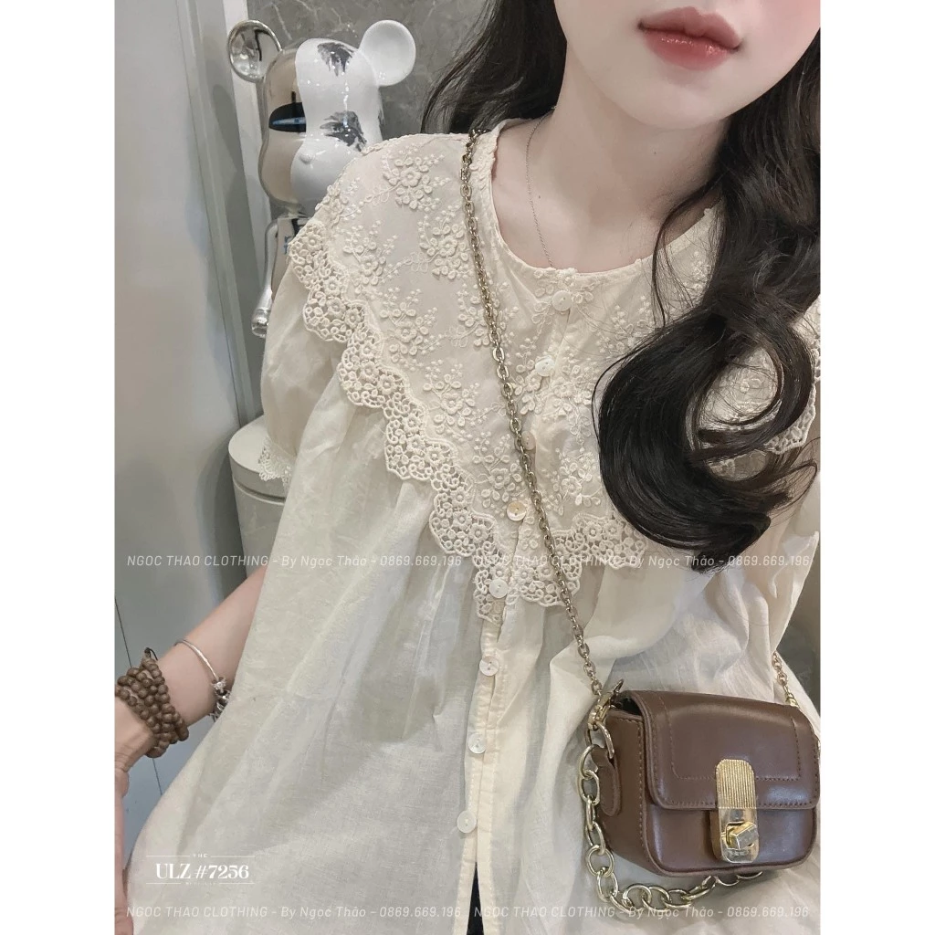 Áo thô boi cổ tròn ren #7256 Ulzzang style 🌸 Hàng Quảng Châu