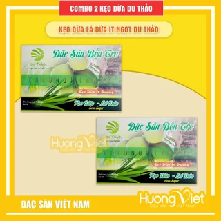 COMBO 2 Kẹo dừa LÁ DỨA ít đường Du Thảo 400g, đặc sản kẹo dừa Bến Tre, kẹo dừa ít ngọt