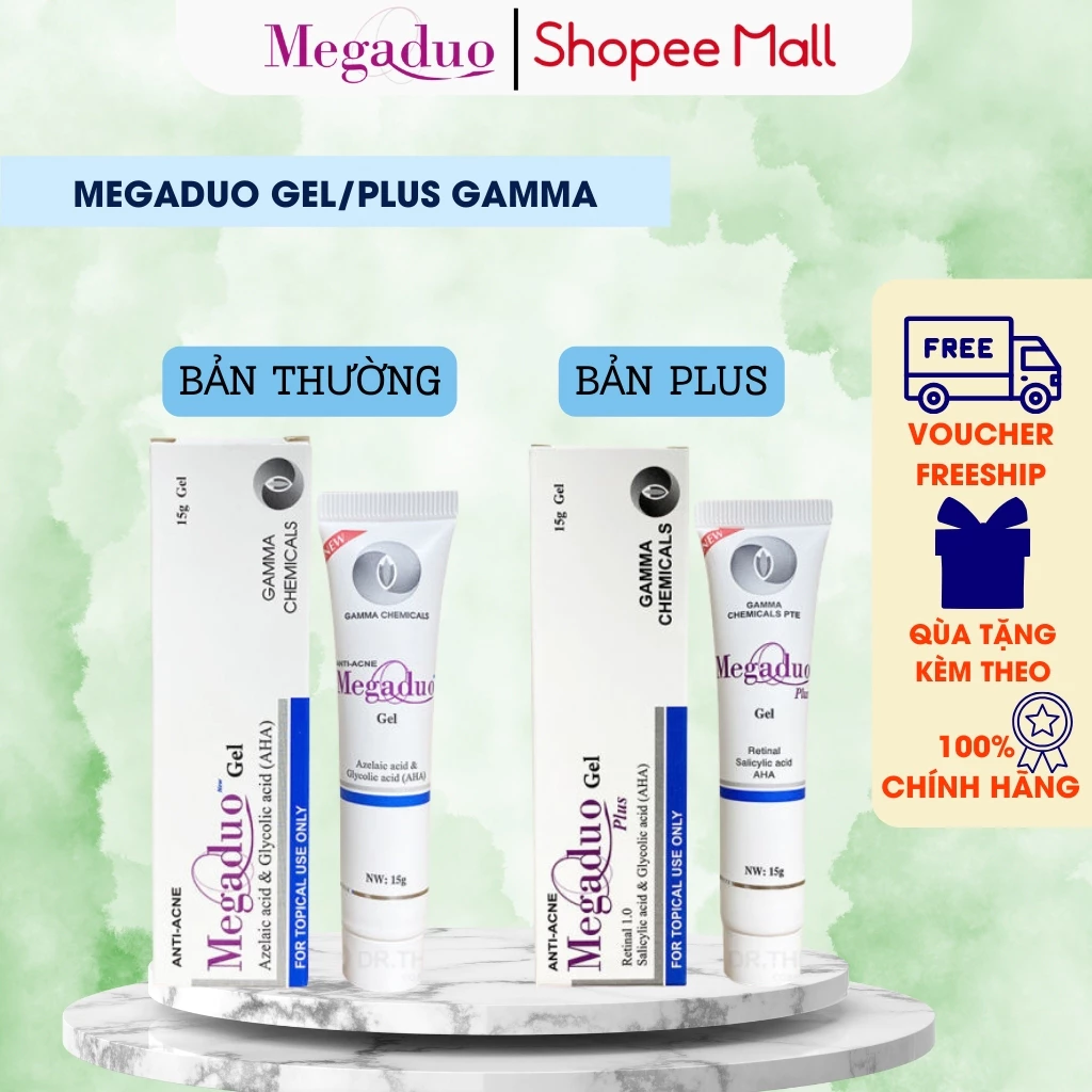 Gel bôi mụn Megaduo Gel/Plus Follicas Gamma 15g-30g hỗ trợ giảm mụn, làm mờ thâm mụn cho da dầu mụn