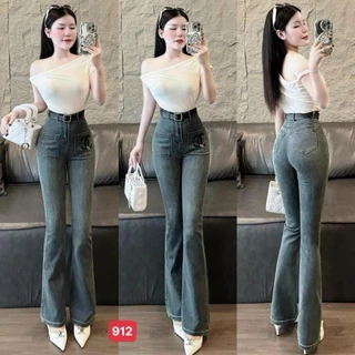 Quần jean nữ màu xanh ống loe lưng cao tôn dáng , quần nữ ống loe cực đẹp thiết kế trẻ trung FASHION 24h M912