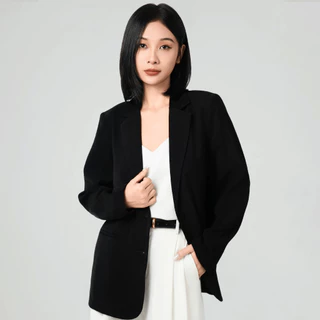 Áo vest nữ áo blazer KHÀN màu đen tà bầu basic áo khoác công sở tay dài 1 lớp phong cách Hàn Quốc