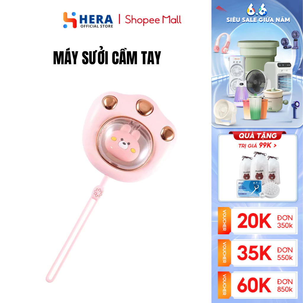 Máy Sưởi Ấm Mini Cầm Tay Đa Năng HERA Hình Chân Mèo Pin Sạc 2400Mah 4 Tiếng Sử Dụng Máy Sưởi Cầm Tay Tích Điện Nhỏ Gọn