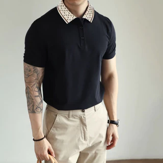 Áo Polo nam cổ bẻ MONOGRAM ROSE áo thun vải cá sấu cotton cao cấp tươi trẻ, năng động