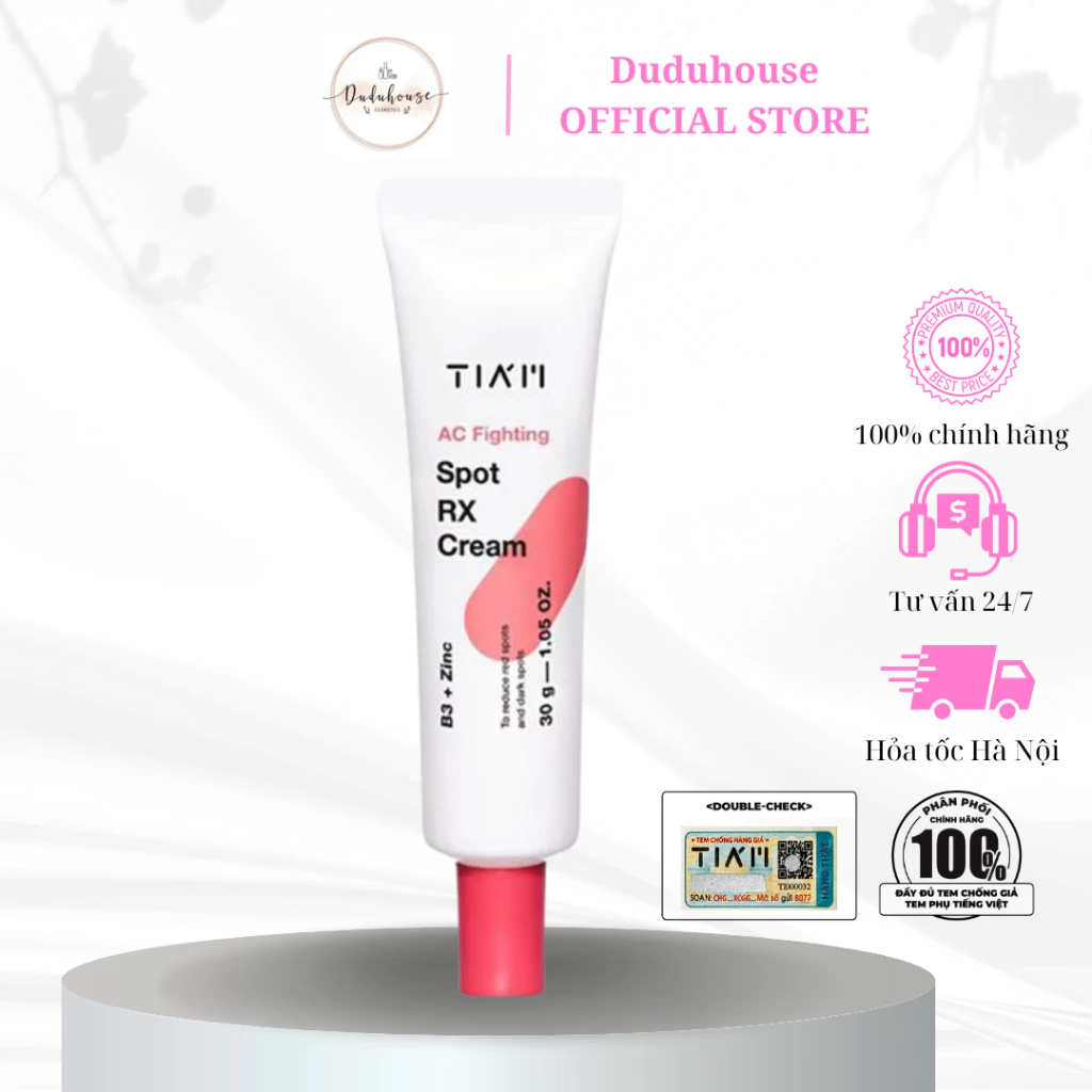 Kem Chấm Mụn Tiam AC Fighting Spot RX Cream Giảm Sưng, Ngăn Ngừa Vết Thâm Sẹo 30g Duduhouse