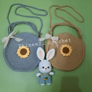 Túi đeo chéo túi xách tay nữ handmade bằng len round bag saddle bag