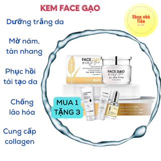 Trọn bộ kem Face Gạo [Mẫu lớn]Kem Face Gạo 25gr+Tinh chất 20ml+Sữa tắm rửa 40ml+Kem chống lóa  dưỡng da hoàn hảo