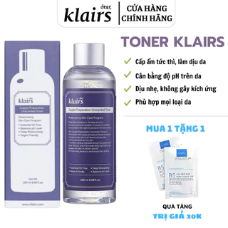 [CHÍNH HÃNG] Toner dưỡng ẩm, nước hoa hồng cân bằng da Klairs 180ml không mùi, dưỡng ẩm tức thì