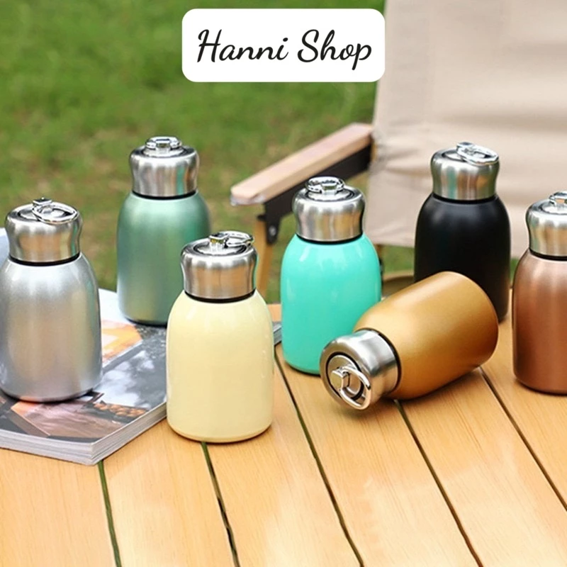 Bình nước giữ nhiệt mini 300ml inox 304 có quai xách , thiết kế dễ thương tiện dụng mang theo du lịch
