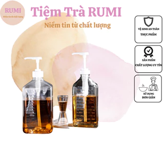 Bình đựng siro bằng nhựa thủy tinh có vòi pump định lượng 10ml 1 lần bơm - TIỆM TRÀ RUMI