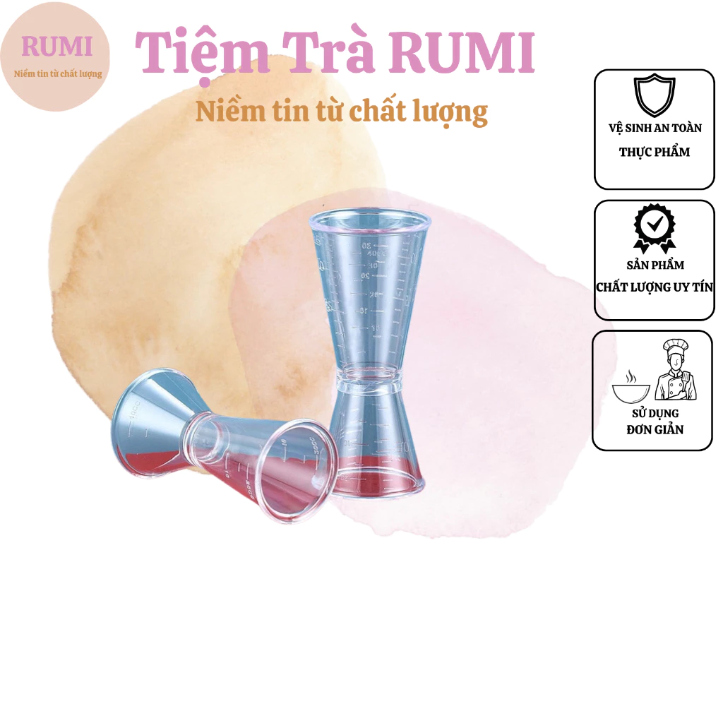 Ly đong định lượng jigger nhựa 2 đầu có chia vạch loại  20/40ml - TIỆM TRÀ RUMI