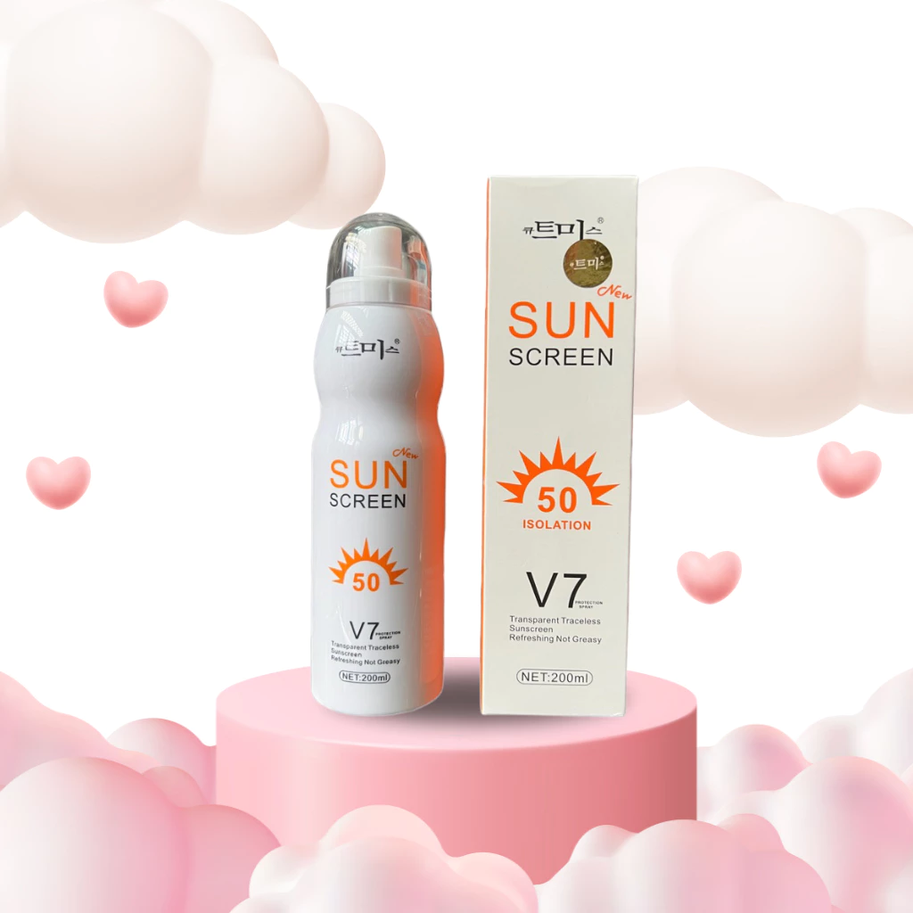 Xịt chống nắng trắng da Sun Screen V7 nâng tone chống nước không bết dính kem chống nắng mặt body SPF50+ 200ml