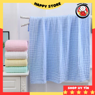 Khăn xô tắm cho bé Jubon 6 lớp màu trơn, khăn tắm sơ sinh mềm mại dùng quấn, choàng A79 Happy Store