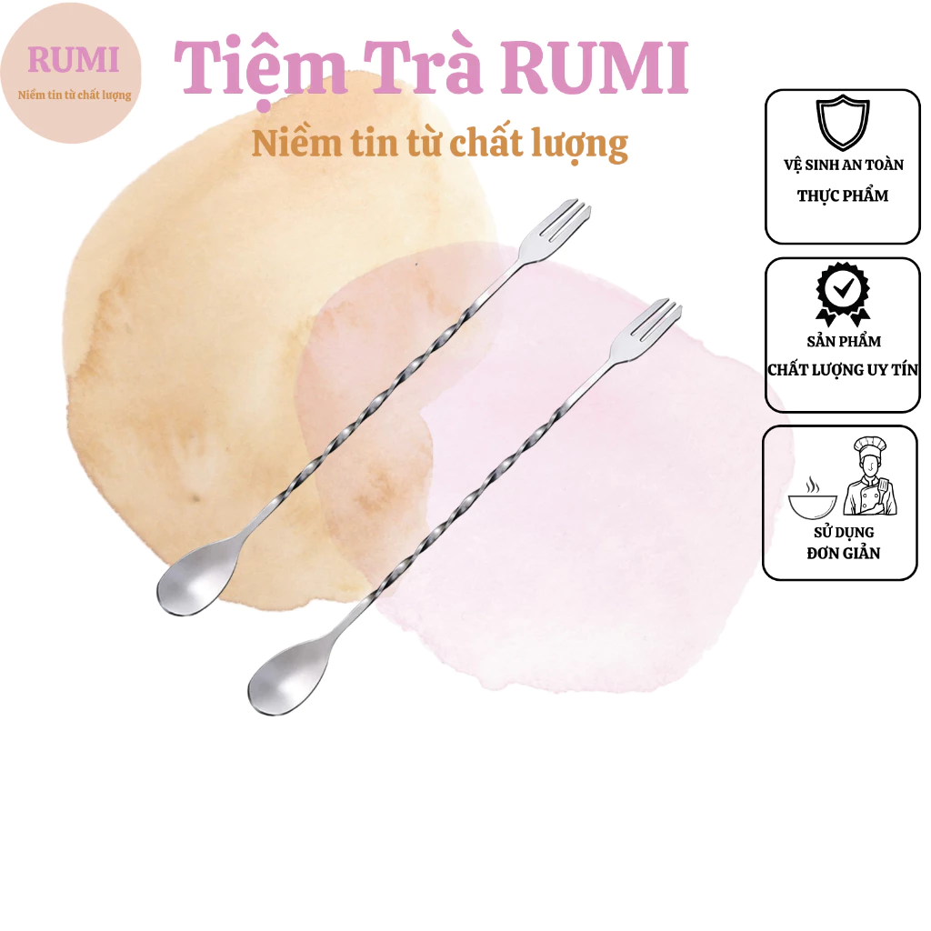 Thìa bar pha chế inox 2 đầu -  - Thìa Bar 26cm - thìa Bar 32cm - thìa khuấy cafe