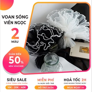 [Hỏa Tốc] Giấy gói hoa , Voan Ngọc bó hoa , lưới voan sóng viền ngọc trang trí, Kích thước 28cm x 2m