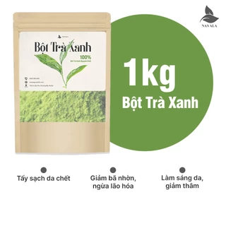 500Gr Bột trà xanh nguyên chất NAVALA 100% oganic Mặt nạ trà xanh đắp mặt giúp bóc bã nhờn, ngừa mụn, mờ thâm