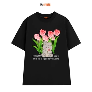 Áo thun nữ hoa tulip unisex tay lỡ phông local brand form rộng teen cổ tròn oversize chất cotton HM1986 ATL G120