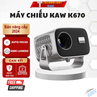 Máy chiếu mini KAW K670 chất lượng hình ảnh 4K, độ sáng lớn, kết nối điện thoại, laptop,Hàng chinh hãng BH 12 THÁNG