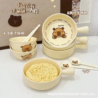 [BÁT THỐ CAPPY BARA] Bát/tô, Thố ăn mì hình cappy bara chất liệu gốm sứ, bát nhỏ ăn cơm, thố ăn mì, thìa sứ cappy bara