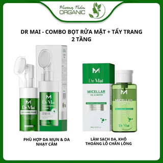 Dr Mai, combo sữa rửa mặt 100ml và dầu tẩy trang 2 tầng 200ml giúp sạch da, an toàn cho mọi loại da