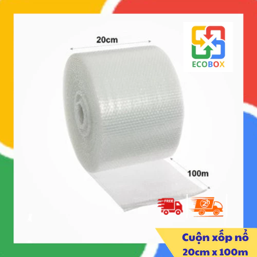 ECOBOX - Cuộn xốp khí, xốp hơi, xốp nổ, bong bóng khí, chống sốc bọc hàng 20cm x 100m