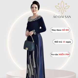 Áo dài nhung cao cấp - Áo dài bà sui cho các mẹ dự tiệc cưới con SAN103