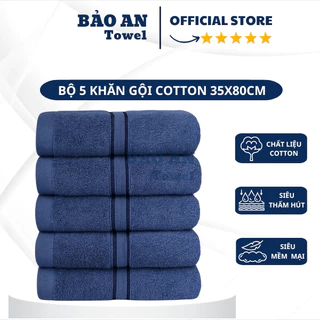 M19 Combo 5 Khăn gội 35x80cm với sợi bông cotton dày, mềm mại, thấm hút tốt Nhà Tắm Khăn Tắm