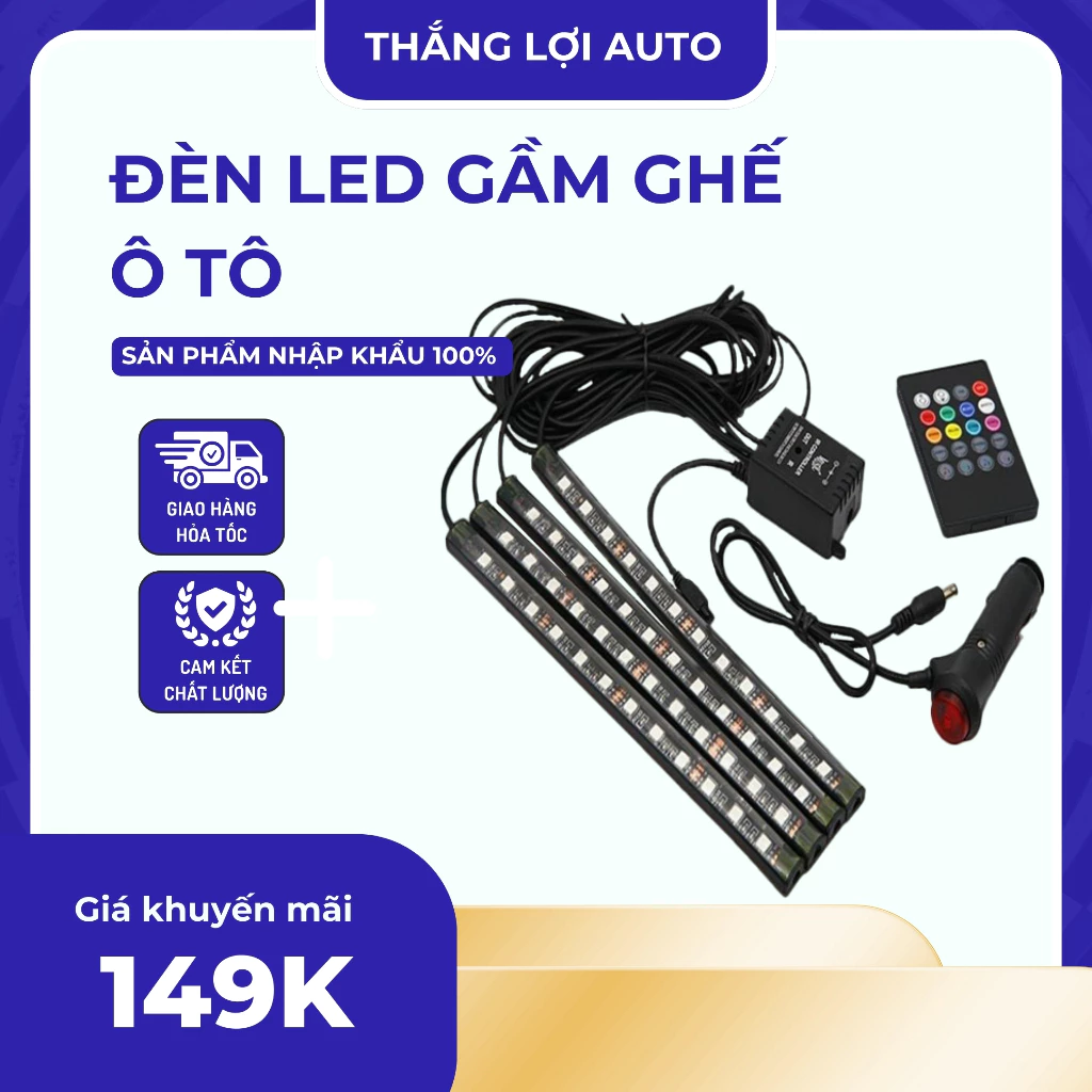 . Bộ 12 Led gắn gầm ghế ô tô⚡️FREESHIP⚡️ nháy theo điệu nhạc,có remote điều khiển từ xa