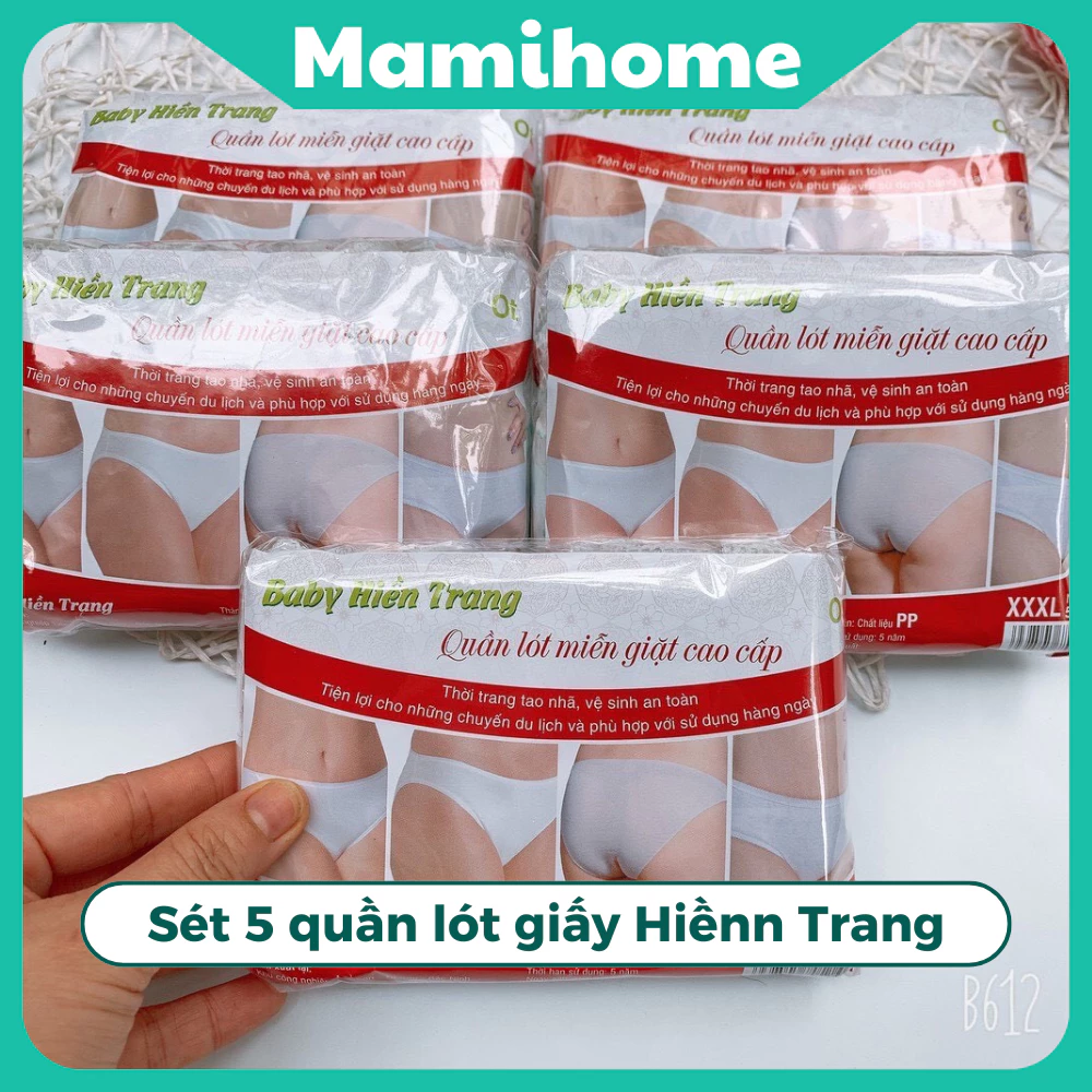 Quần lót giấy, sét 5 chiếc quần lót giấy Hiền Trang mặc 1 lần, quần lót miễn giặt - Mamihome