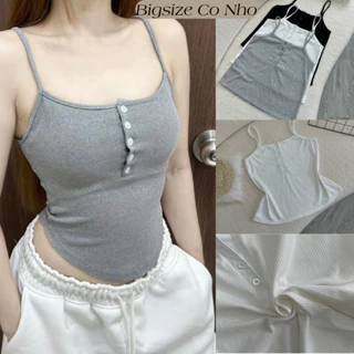 Áo Thun Kiểu Croptop 2 Dây Bigsize Nữ 50-95kg Có Nút Gài Chất Vải Gân Tăm Mềm Mại Thoải Mái G171