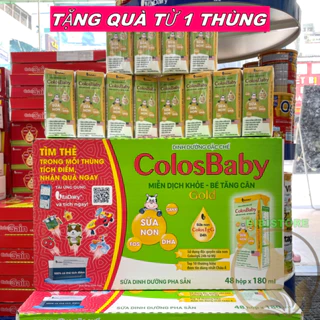 (Tặng Quà, Có Thẻ Cào QR) Thùng 48 Hộp 180ml Sữa Dinh Dưỡng Pha Sẵn Colosbaby Gold (BIBISTORE TB)