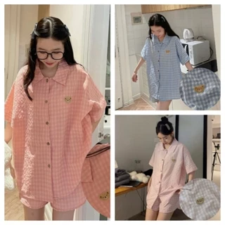 [MÃ 03 HÀN] Sét Bộ Đùi Pyjama kẻ Caro Hàn Quốc Siêu Hot