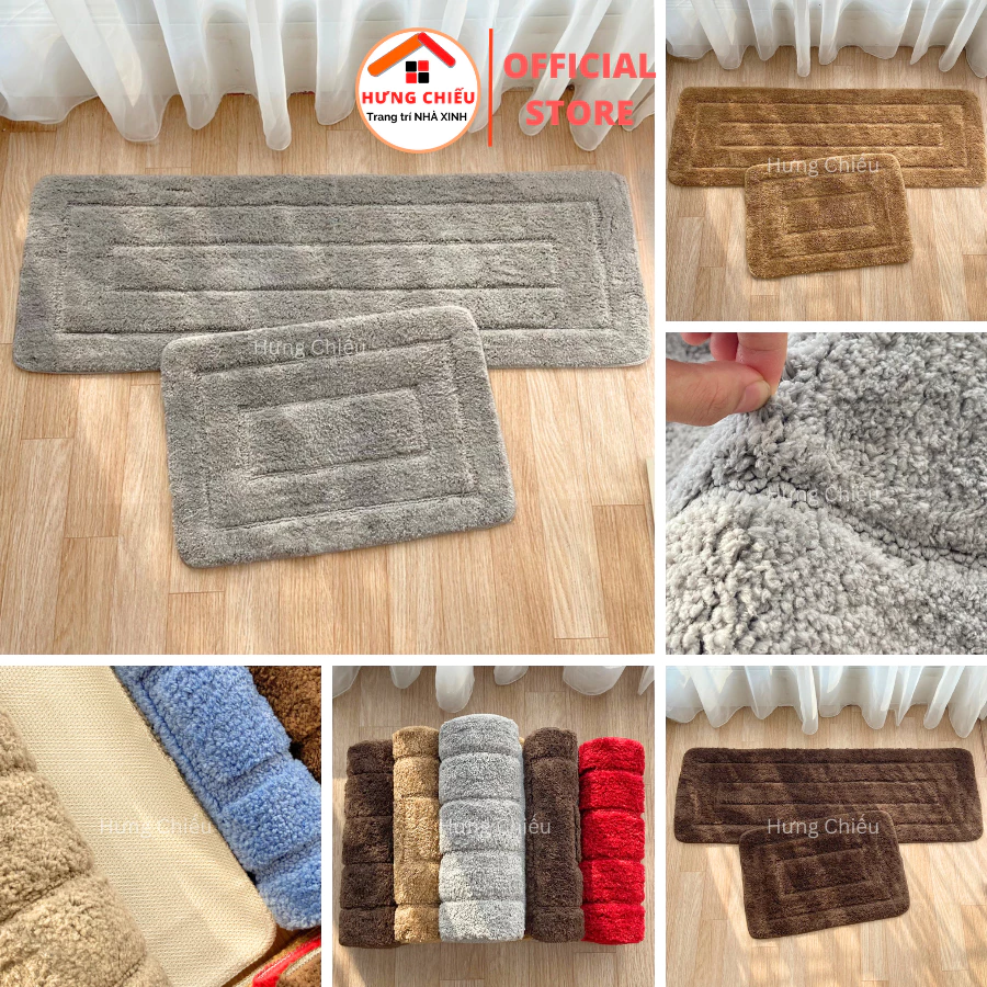 Thảm lau chân, thảm decor sợi bông, siêu mềm mại 2 kích thước tấm ngắn 40x60m tấm dài 40x120cm mã A - Hưng Chiếu ED20