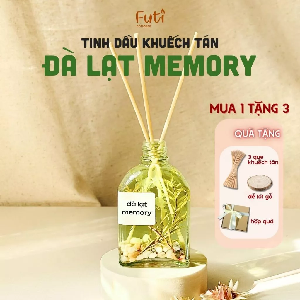 Lọ Tinh Dầu Khuếch Tán Phối Hương Đà Lạt Memory 100ml, Giúp Thơm Phòng Thư Giãn