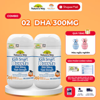 Bổ sung DHA combo 2 Kids Smart DHA 300mg Triple Strength NATURE'S WAY Phát Triển Não Bộ cho bé 50V