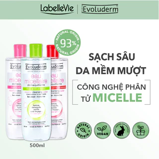 Nước tẩy trang Evoluderm Micellar dưỡng da mềm mịn, làm sạch sâu dịu nhẹ cho mọi loại da 500ml