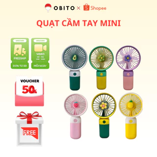 Quạt cầm tay mini giá rẻ hè 2024 tích điện sạc dây usb nhỏ gọn có dây đeo tặng kèm charm dễ thương