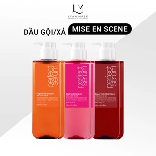 [Mẫu Mới 2024] Dầu Gội Và Dầu Xả Mise En Scene Perfect Serum Shampoo And Conditioner 680ml phục hồi hư tổn, giữ nếp tóc