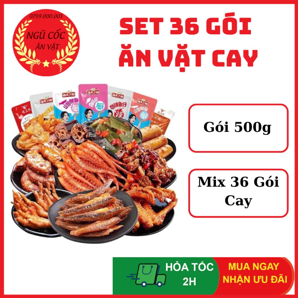 SET Ăn Vặt 36 Gói Cay Nội Địa Trung - Cay Cay Lạ Miệng - ngucoc_anvat