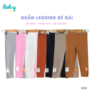 Quần legging cho bé gái ILABY đính hoa nhỏ chất len tăm 7 màu cho bé 10-35kg [2039]