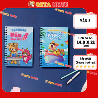 Sổ takenote văn 8 ghi chú kiến thức,phong cách trang trí sticker, sổ lò xo bìa trong Beta, sổ còng đóng Binder