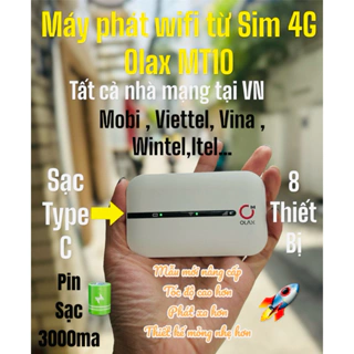 Phát wifi 4G di động Olax MT10 ( pin 3000mah) , cổng sạc type C
