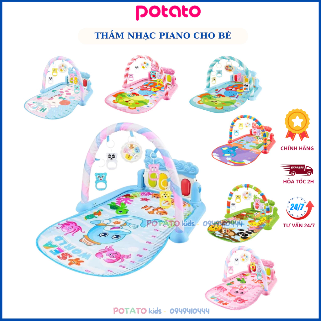 [KÈM ẢNH THẬT] Thảm đàn BABY Piano nằm chơi nhạc hình thú ngộ nghĩnh cho bé-POTATO