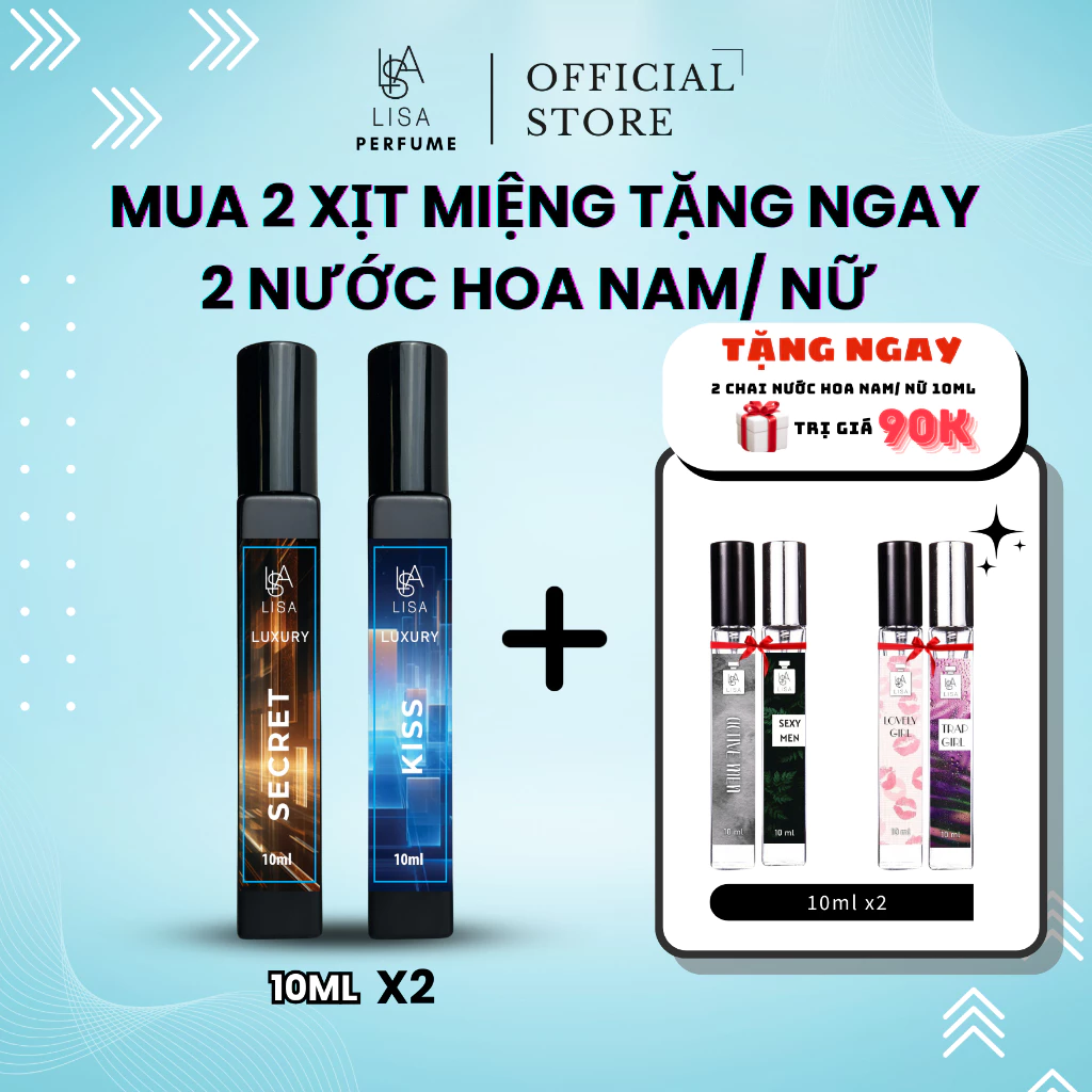 [DEAL ĐỘC QUYỀN] MUA 2 XỊT MIỆNG TẶNG 2 NƯỚC HOA 10ML GIÁ CHỈ 2X/ CHAI -  CÓ GIẤY TỜ CÔNG BỐ SẢN PHẨM AN TOÀN