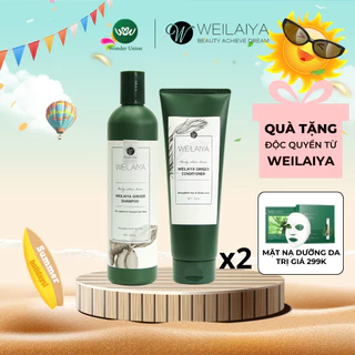 Combo 2 Cặp dầu gội đầu và dầu xả tóc thảo dược Weilaiya gừng trắng giúp ngăn rụng và kích thích mọc tóc