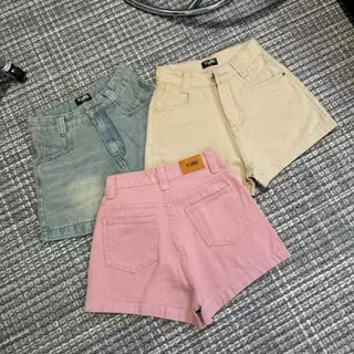 Quần Short Jean Dây Săn Lưng Viền Túi Nổi