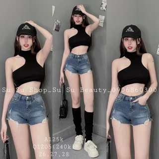 Áo ba lỗ nữ trơn croptop thời trang khoét vai MGE3