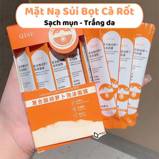 Mặt nạ cà rốt sủi bọt thải độc trắng da làm giảm nhờn giảm mụn đầu đen và cho làn da mặt sáng mịn (hộp 12 gói)