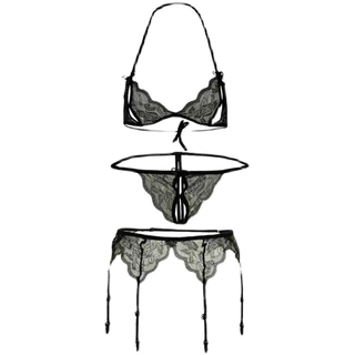 Set đồ lót ren/ Bralette lọt khe kèm garter kẹp tất cực quyến rũ full set 4 món CL02 CICI BONITA HCM- Ship Hỏa Tốc