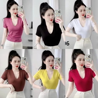 TCSHOPJEANS Áo Thun Nữ Bigsize Chất Borip Cotton Xịn Tay Ngắn Chất Borip Cổ V Nhiều Màu Tôn Vòng 1 MS AT 196